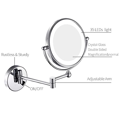 Miroir de maquillage en laiton éclairé 10x pour fixation murale - 4
