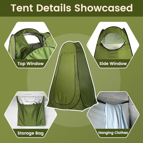 Tienda de privacidad portátil para adultos - Tienda de camping plegable XL con baño portátil y 10 bolsas de gel para desechos líquidos miniatura 2
