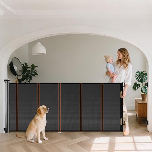 Ycozy Cancelletto per Bambini Estensibile Scale 0-300cm Cancelletto per Cani con Barre Rinforzato Impedire Strisciamento, Retrattile Cancello Bambini per Scale Barriera Interni Esterni