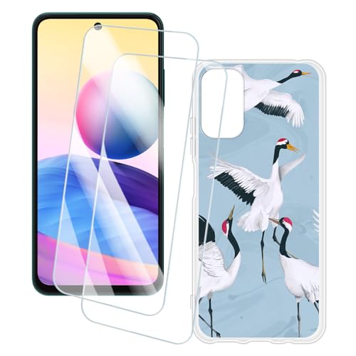 OAGELIM 2�Z�b�g �X�N���[���v���e�N�^�[ + �P�[�X Xiaomi Poco M3 Pro 5G (6.5 �C���`) �Ƃ̌݊������� �A�[�e�B�X�e�B�b�N�J�X�^���v�����g�J�o�[�Ƌ����K���X�t�B���� �X�N���b�`�h�~ (��)