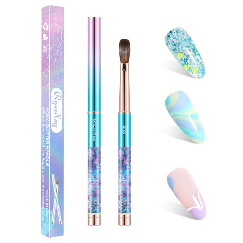 100% Kolinsky Acrylic Nail Brush- Size 08 Professional Nail Brush for Acrylic Application Acrylic Powder Brush for Nail Art DIY Home Salon Nail Manicure (Blue)