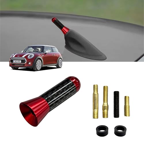 MINI F56 ミニ XM15 XM20 3.5cm ウルトラショート カーボンアンテナ レッドアルマイト ラジオアンテナ 【赤/3.5cm】