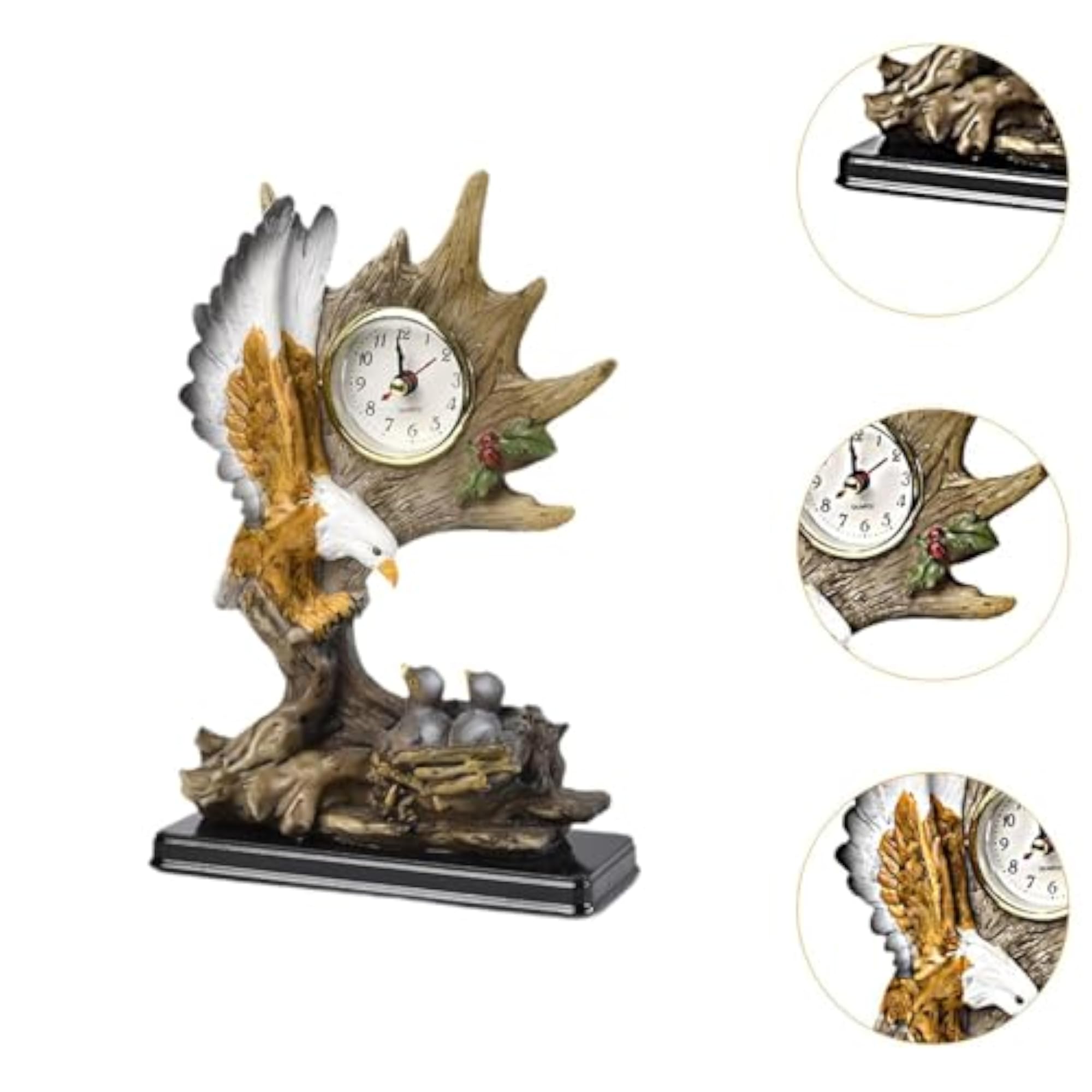 Vintage Table Clock Collection with Cute Eagle Statue