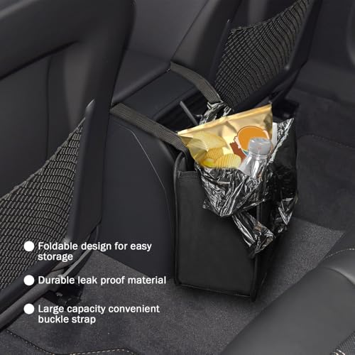 Image of Car Trash Can, Foldable Trash Can for Car, Large Capacity Water-Resistant Car Trash Bag, Car Interior Accessories Hanging Car Garbage Can Collapsible Hanging Trash Bag for Car Seat