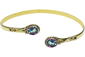 Vintage Mystic Topaz Stone Arm Cuff for Boho Women