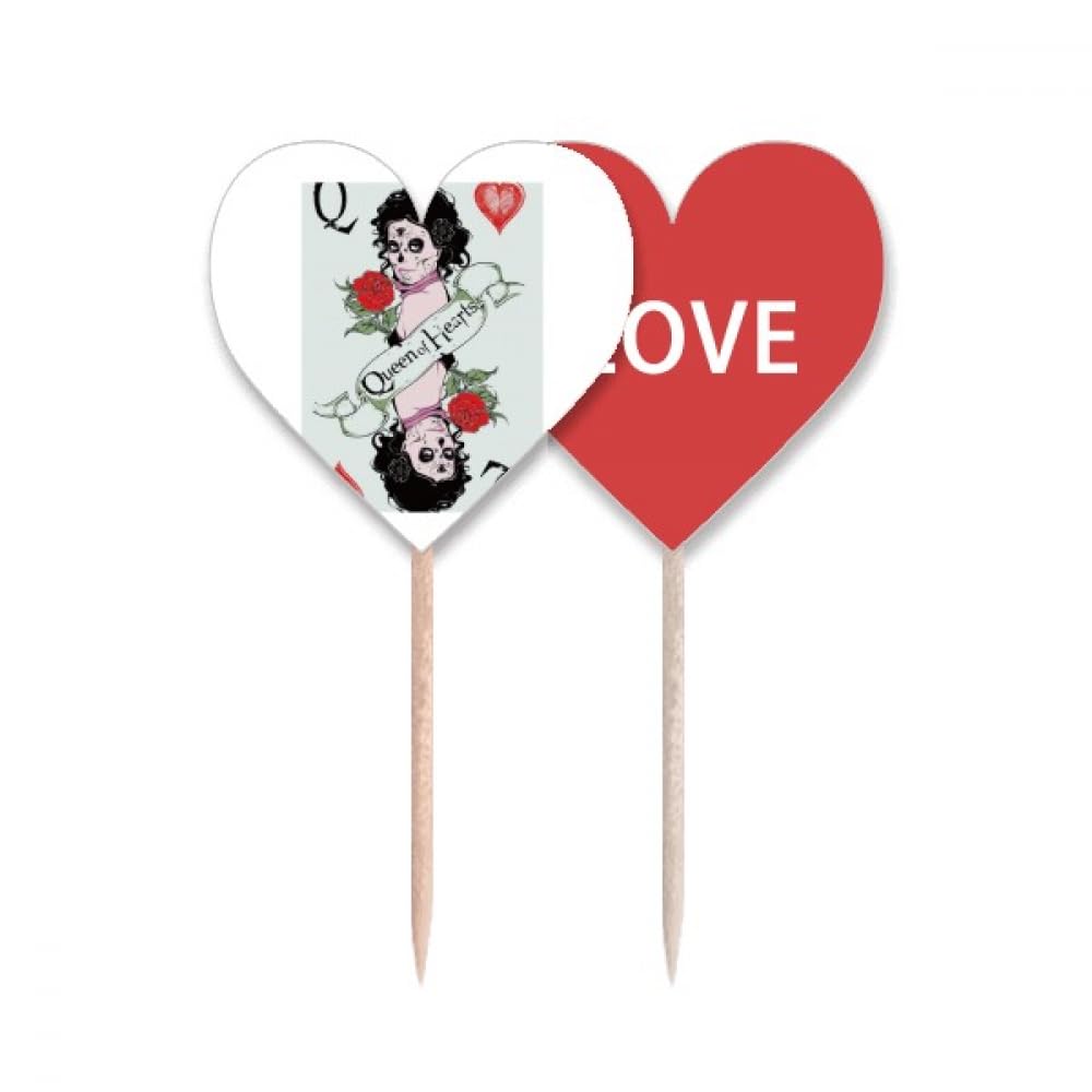 Cartes à jouer Q avec motif cure-dents drapeau love heart lable cupcake pick