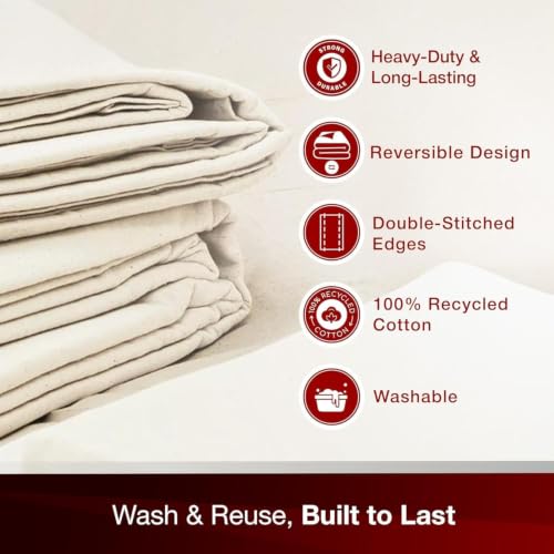 Image of Quick Drop 8 Oz Canvas Safety Drop Cloth, 3.5' x 4', (Pack Of 12)