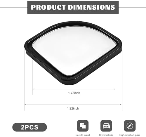 CCHRN 2 PCS Blind Spot Mirror, Fan Shaped HD Glass Car Rear View Mirrors with 360 Degree Wide Angle, Convex Side Rearview Mirrors Exterior Accessories for Cars SUVs Trucks RVs