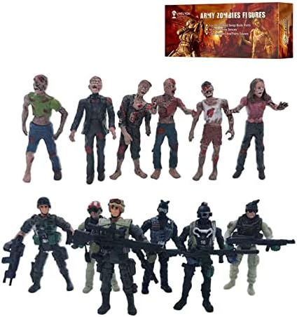 LIVELYOU Military Soldier and Zombie Action Figure Toys Army Men Realistic Battle Scene Playset Collections Gifts Decoration for Adults Boys Kids