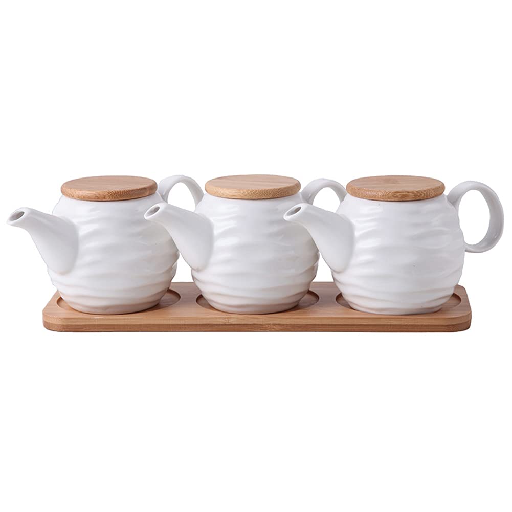 Keramik Öl Essig Spender Set Porzellan Gewürzgläser zum Würzen Weiß Öl Topf und Essig Flasche Behälter Küche Zubehör 3-teiliges Set