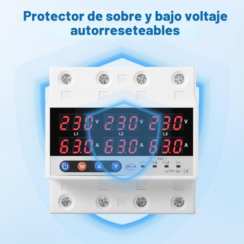 Protector de voltaje Jadeshay trifásico rearmable de 63A para hogar 3