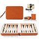 Backgammon-Sets für Erwachsene, klassisches Brettspiel mit faltbarem Leder-Backgammonetui, tragbares Reise-Backgammon-Set, inklusive 30 künstlichen Horn-Checkern (Orange)