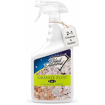 Black Diamond Stoneworks Granite Plus 2-in-1 Cleaner & Sealer, pH Neutral, Streak-Free Stone Cleaner for Granite, Marble, Quartz, Travertine & Limestone Countertops, Ready to Use, 32 Fl Oz