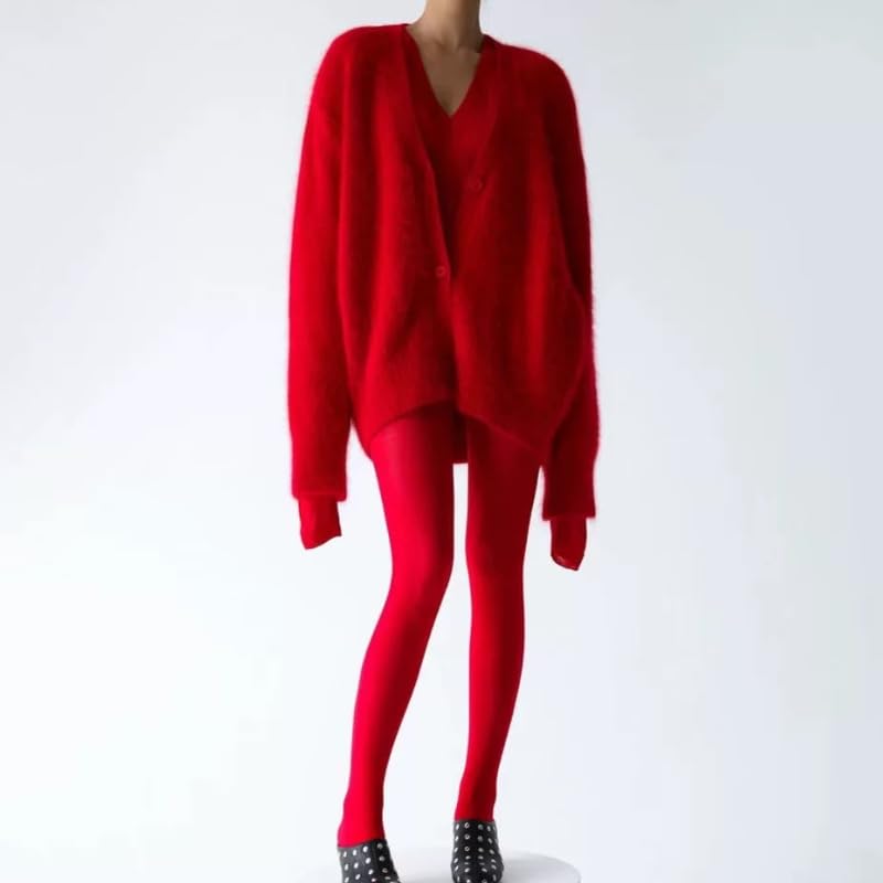 Image of Womens Fuzzy Sweaters Cardigan V-Neck Button Down Oversized Mohair Sweater Casual Y2k 2026 Fall Winter