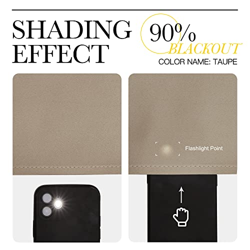 Image of NICETOWN Taupe Blackout Curtains 86 inch Long, 55 inch Wide, 2 Pieces for Office, Dining, Guest Room - Sound Reducing, Heat and Cold Block Panels for Modern Decorative