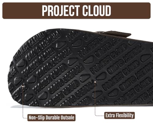 Image of Project Cloud 100% Genuine Leather Clogs for Women Shoes - Memory Foam Insole, Non-Slip & Natural Cork Footbed Arch Support Big Buckle Womens Clogs and Mules Footwear (Manchester)