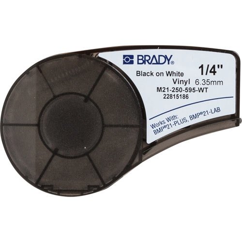 Brady M21-250-595-WT, 139744 0.25" x21' White BMP21 Series Indoor/Outdoor Vinyl Label, Pack of 8 Cartridges