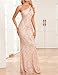 Madam Uniq Women One Shoulder 1920s Plus Size Formal Dress Sequins Gatsby Maxi Evening Gown Without Beads Tassels(XS,Gold)