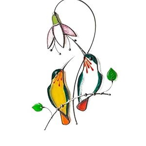 WZDTNL Gebrandschilderd Glas Kolibrie, Kolibrie Moderne Metalen Raamophangingen Decor, Moderne Gebrandschilderd Glas…