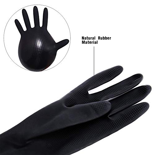 Hair Dye Gloves, Black Reusable Rubber Gloves, Professional Hair Coloring Accessories for Hair Salon Hair Dyeing,2Pcs - Image 4