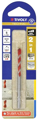Tivoly 10913020500 Technic 2 in 1 Pack of béton-carrelage Drill 5 mm Diameter, Red, diameter 5 mm - Image 2