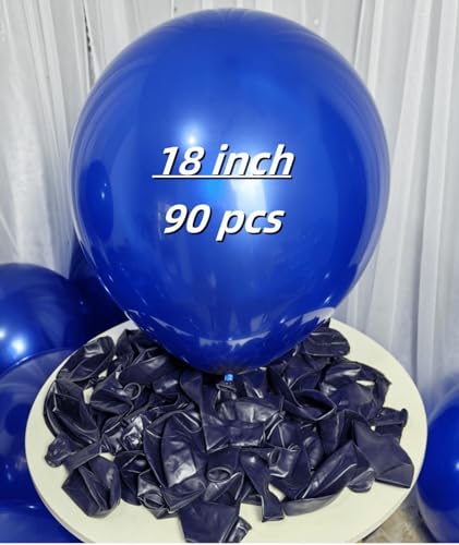 Image of 90 Pack Navy Blue Balloons 18 Inch Royal Navy Blue Big Balloons for Party Decorations and Events