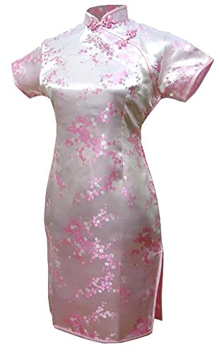 Encuentra reviews de Vestido color rosa disponible en línea para comprar. 36 7Fairy VTG Cheongsam - Vestido de noche Chino, Estampado Floral, Color Rosa, Rosado, 12