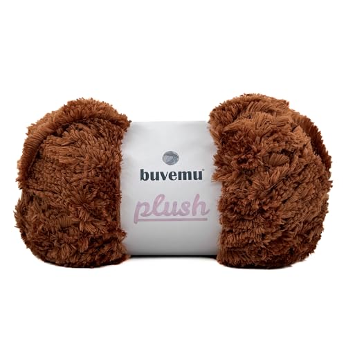 Image of Plush Faux Fur Bulky Yarn, Super Soft Fluffy Fuzzy for Knitting Crocheting Crafting, 100 Gram (3.53 Ounces) 109 Yards (100 Meters) (Brown)