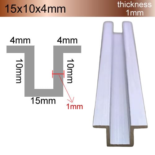 Perfil de canal en U de aluminio de 13, 50 mm de ancho, 500 mm de largo (2 piezas de 15 x 10 x 4 mm), extrusión duradera de ranura para proyectos de bricolaje, soporte estructural y fabricación