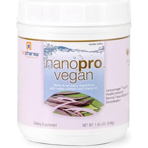 Biopharma Scientific Nanopro Vegan: Vegan Protein Powder for Immune Support & Exercise Recovery with Pea Protein Blend, Ashwagandha and Vegan D3, Vanilla Toffee Flavor, 30 Servings Cover