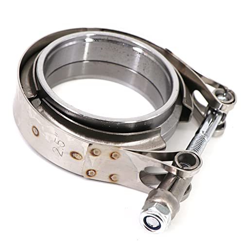 Tektall 2.5\" Stainless Steel V-Band Bolt Clamp with 2 Pcs Male Female Flanges Kit for Turbo Exhaust Downpipes - Thumbnail 6