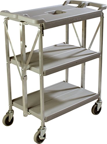 Carlisle FoodService – Foldable Cart for Kitchen, Heavy Duty Utility Cart, 35.75H x 29.50L x 16in | 350lbs Capacity Rolling Trolley for Home, Office, Restaurant, Durable Polymer, Aluminum Frame, Grey
