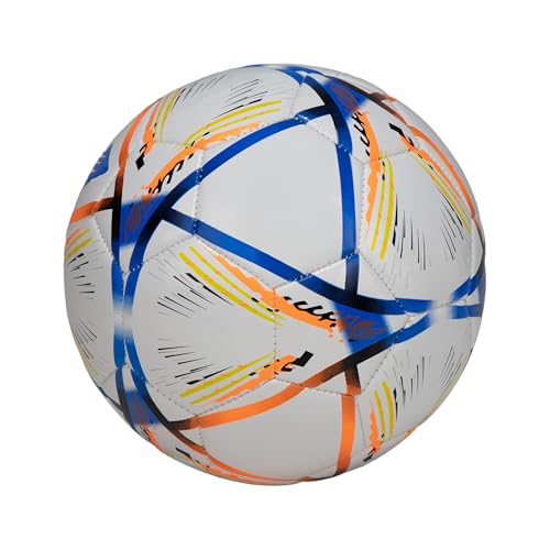 Image of WHACKK Football Size 5 Soccer Ball Hand Stitched for Practice & Training - Original PVC Waterproof. 3 Layered Ideal Sports Ball for All Ages on Ground, Grass and Turf (Hagi, Navy Orange)