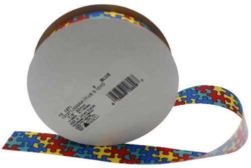Autism Awareness Jigsaw Ribbon Spool - Shinning Fabric