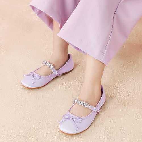 Dream Pairs Girls Dress Shoes Fashion Bow Ballerina Flower Girl Ballet Flats Sdfl2306K Purple 4 Big Kid #TOP5