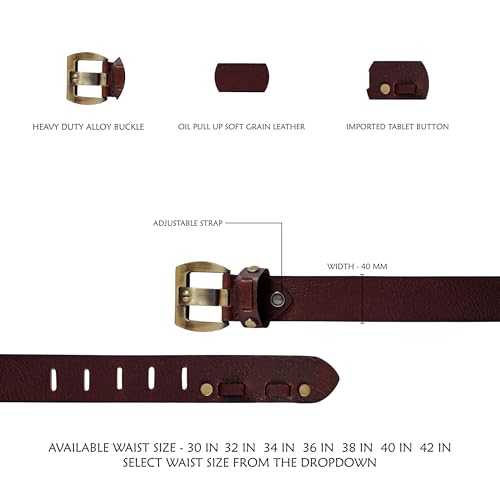 Image of Men's Genuine Leather Belt Branded, Jeans Leather Belt for Men, Brown Casual /Formal Premium Lether Belt