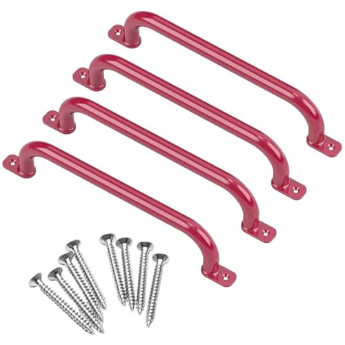 Image of 48cm Long Metal Playground Safety Handle Monkey Bars for Kids Backyard (Pack of 4), Jungle Gym for Indoor Outdoor Playground Playset Handle Accessories for Playhouse, Red