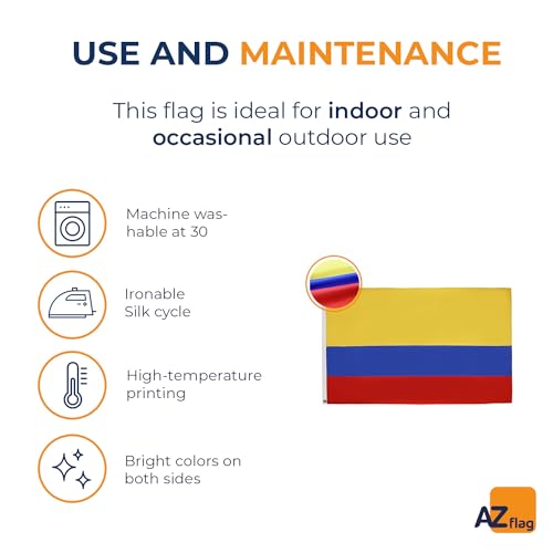 Image of AZ FLAG - Colombia Flag - 2x3 Ft - 100D Polyester Colombian Banner with Two Metal Grommets - Fade Resistant - Vivid Colors - 2' x 3' Feet - 90x60 Cm