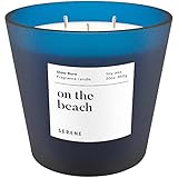 Hidden Label Large Scented Candle, On The Beach, 30oz 3 Wick Huge Candle, Serene Collection Slow Bur