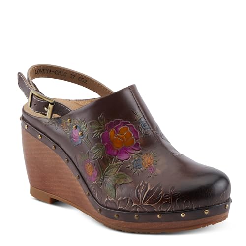 Spring Step L'Artiste Loveya Women's Slingback Wedge - Hand-Painted Flowers, Regal Studs, Comfortable Wedge Shoes2