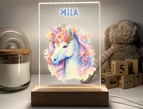 MIRROR MANIA Unicorn LED Night Light, Desk or Table Lamp, Fantasy, Fairy Tale Illustrated Unusual Gift for Kids, Bestie, Friend, Sister, Sibling, Mom, Room Decor a Cool Fun Personalized Present