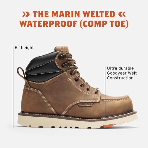 BRUNT Men's The Marin 6' Welted Comp Toe Brown 14 Medium