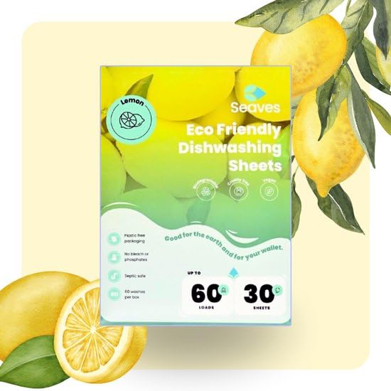 Seaves Lemon - 30 tiras para lavavajillas - Tiras para lavavajillas ecológicas