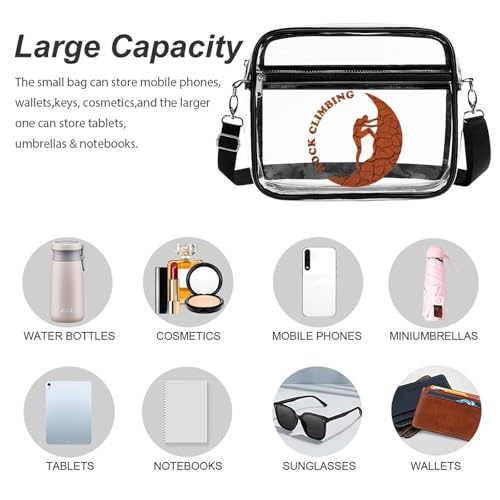 Rock Climbing Large Clear Stadium Bag Clear Mini Messenger Bags with 2 Compartments Crossbody Bag3