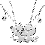 [Yicdfur] ネックレス 2個セット 猫 マグネット 友達 友情 ネックレス ギフト 可愛い 漫画 ベストフレンド ペンダント おしゃれ 小物 プレゼント シルバー [並行輸入品]