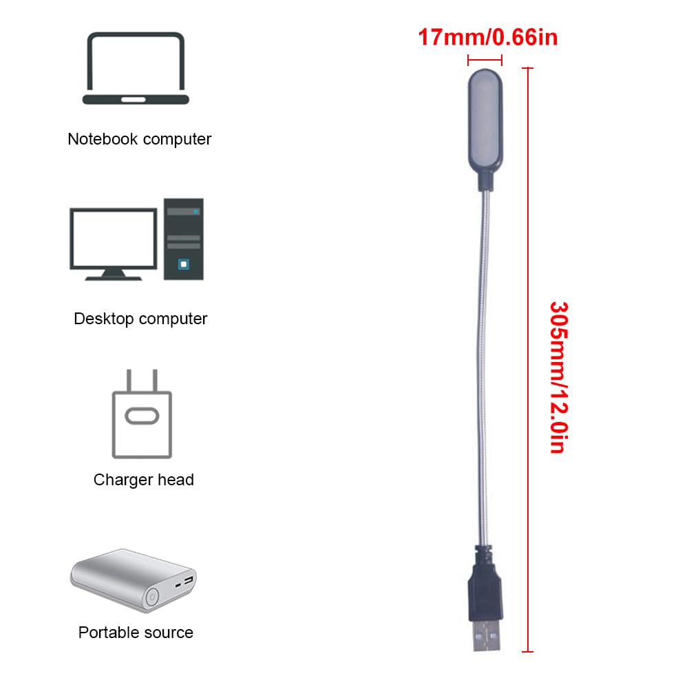 Cerioll Lampada LED USB Flessibile, Lampada LED USB Per Tastiera Computer, Luce da Lettura, Collo D'Oca Flessibile, Per Tastiera per Computer Portatile
