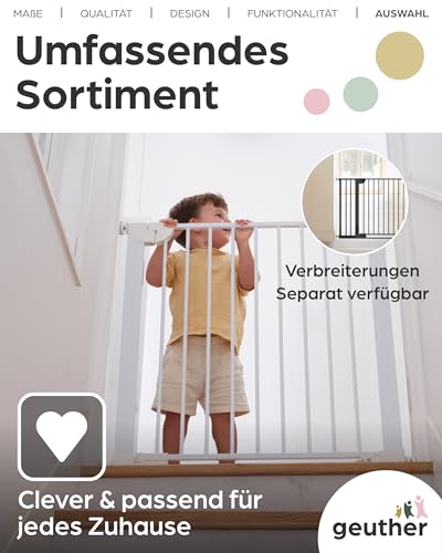 Geuther Türschutzgitter Easylock Flatstep Schwarz I Treppenschutzgitter zum Klemmen oder Bohren I Breite 118-125 cm I Türschutz für Ihr Baby & Haustier I Kinderschutzgitter beidseitig öffnend