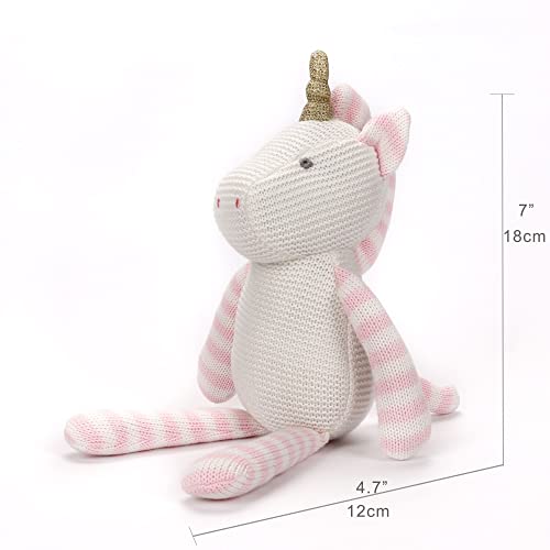 FLUFFYFUN Organic Baby Soft Toys Pink Unicorn Teddy for Newborn 7.1", 7.1 inches - Image 2