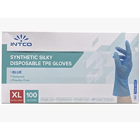 EcoBag Synthetic Silky Disposable TPE Powder Free Gloves Xtra Large, Blue, 100% Recyclable Cover