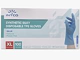 Ecobag Gants synthétiques soyeux jetables en TPE sans poudre Taille XL Bleu 100% recyclables
